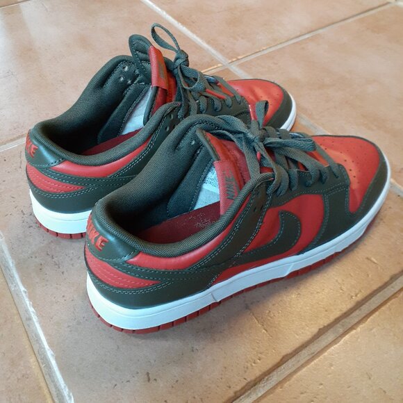 Size 8.5 Nike Dunk Low Cargo Khaki Mystic Red Sneakers DV0833-600 - Picture 6 of 10